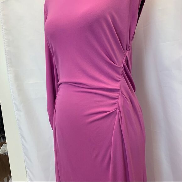 ZARA purple magenta Cinched Asymmetric One Sleeve Dress Sz M/L NWT - Picture 11 of 16